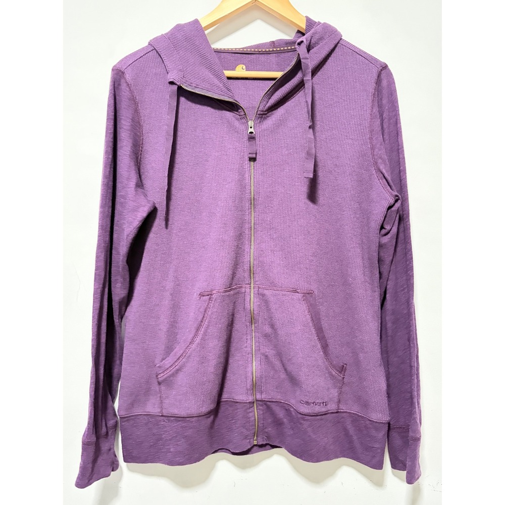 Carhartt Womens Purple Waffle Knit Thermal Full Zip Hoodie 101424 502 Medium
